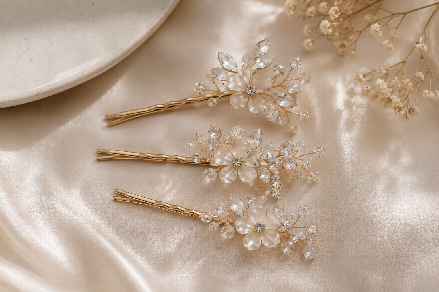 Crystal Blossom Hair Pin Set